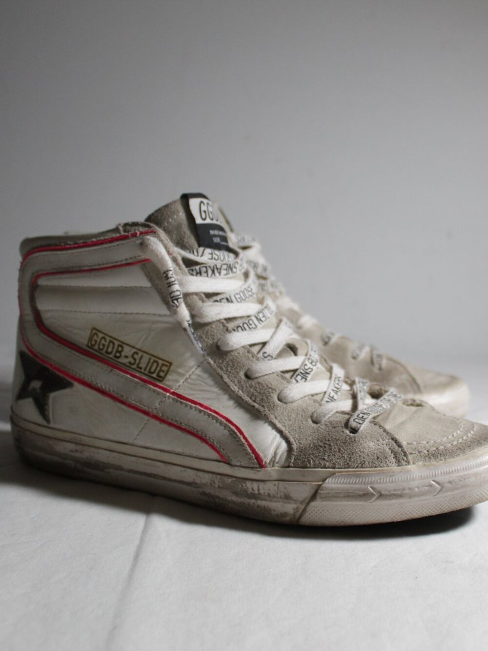 GOLDEN GOOSE Slide GGDB Star Lace Up Side Zip Sneakers Flats High Top Leather 38